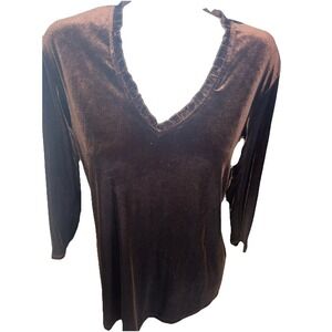 Impressions Womens Y2K Vamp Goth Velvet Top Size Large Romantic Holiday